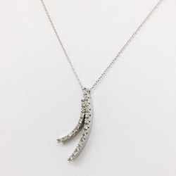 Necklace, gold and diamond pendant in white gold 18 kt