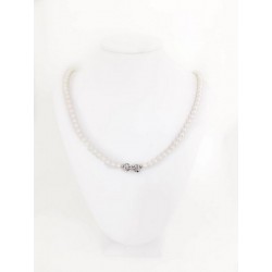 Necklace with river pearls and white and silver closure 925 and zirconia white