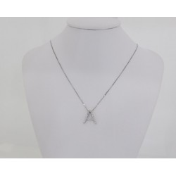 Chain white gold 18 kt with letter in white gold 18 kt and diamonds