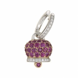 Pendant with bell rattle in silver 925 and zircons fuchsia