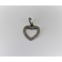 Charm cuore in argento 925 e zirconi