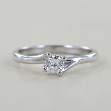Medium solitaire ring with diamond Valentine setting intertwining 0.29 ct 00231