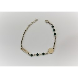 Bracelet for child, in silver 925 with green beads frog