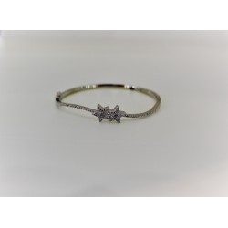 Armband, damen-festplatte handschelle in 925 silber mit sterne-zirconate