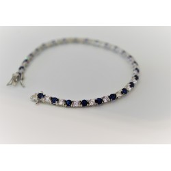 Tennis bracelet unisex, 925 silver and cubic zirconia white and blue