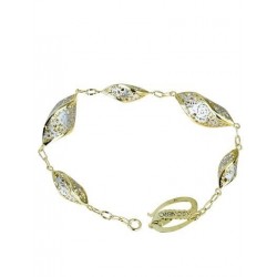 Bracciale da donna a catena con maglie lucide in oro giallo e bianco BR1001BC