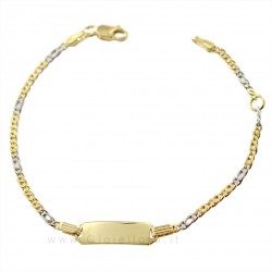 Bracciale con targa da bambina in oro bianco e giallo BR1134BG