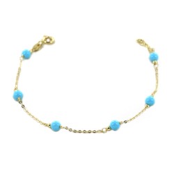 Bracciale con sfere turchesi da bambina in oro giallo BR1150G