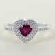 Burma Ruby Heart Ring with Double Diamond Contour 00267