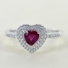 Burma Ruby Heart Ring mit doppelter Diamantkontur 00267