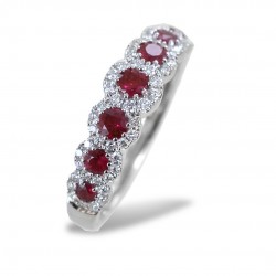 Bague Riviera de rubis et contour de diamants Jeera Gioielli Raaja 00268