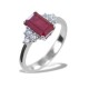 Central Ruby ring and side diamonds - Large Ruby 00273