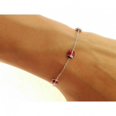 Bracciale da bambina con coccinelle in oro bianco BR1208B