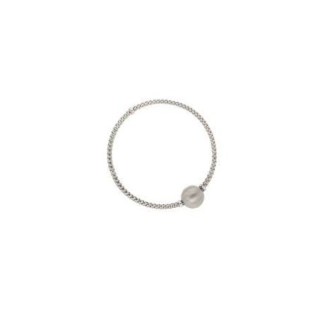 Bracelet en or blanc avec sphère satinée BR3122B