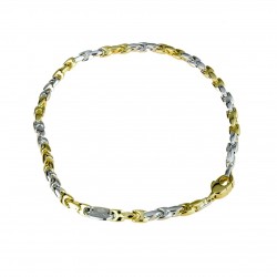Herren ausgefallene Gliederkette Armband in Weiß- und Gelbgold BR763BC