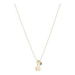 Liu Jo women's brass necklace with logo, crown and blue zircon pendants LJ934