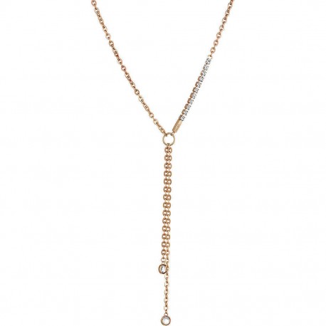 Liu Jo Damen lange Halskette mit weißen Kristallsteinen LJ1326