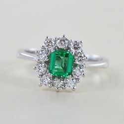 Half carat emerald rosette ring and half carat diamonds 00280