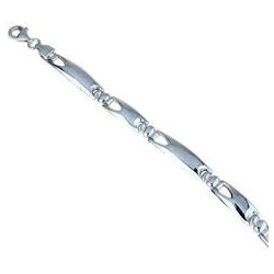 Men's bracelet with boxed plates in white gold BR838B