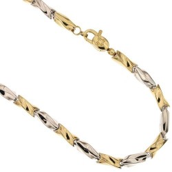 Men's tubular chain bracelet in white and yellow gold BR876BC