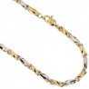 BR882BC Bracelet homme tubulaire en or blanc et jaune