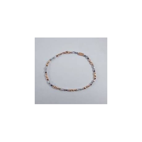Bracelet homme chaîne creuse tubulaire or blanc et rose BR908BR