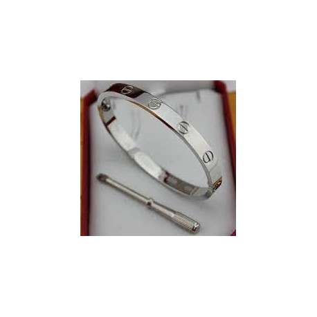 Bracelet homme rigide modèle Cartier en or blanc avec fermeture à vis BR917B
