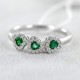 Fancy Ring Hearts with Emeralds and Diamonds 00284