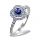 Ring with Sapphire Heart with double diamond outline 00275