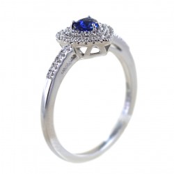 Ring mit Saphirherz mit doppeltem Diamantumriss 00276