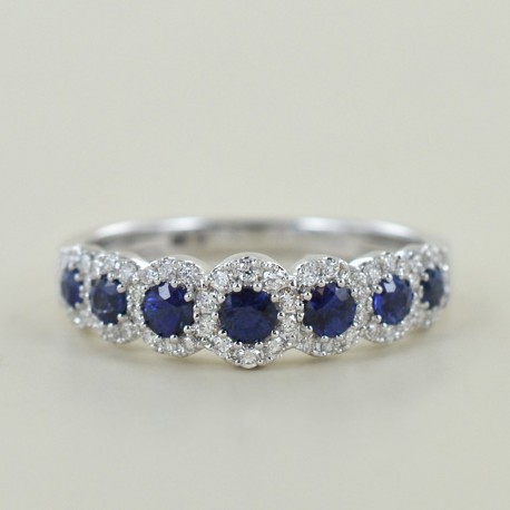 Riviera ring of Sapphires and outline of Diamonds Jeera Gioielli Raaja 00277