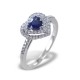 Ring with Sapphire Heart and double diamond outline 00281
