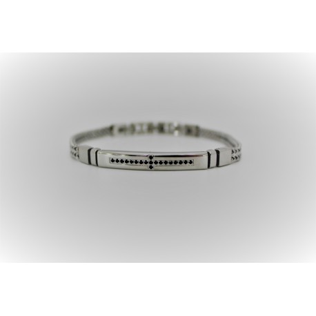 Bracelet man steel and cubic zirconia