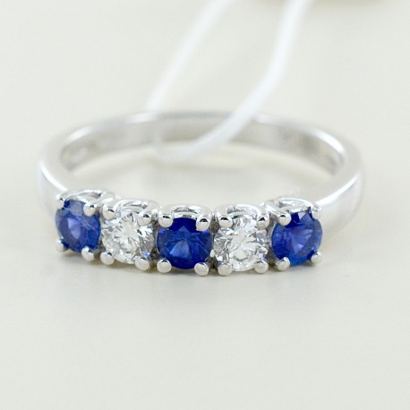 Riviera ring with sapphires and alternating diamonds 00305