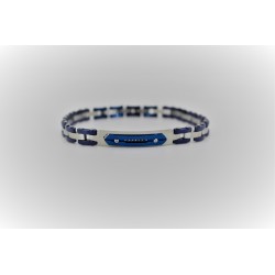 Armband Sakì mann aus stahl, farbe silber und blau elektrisch