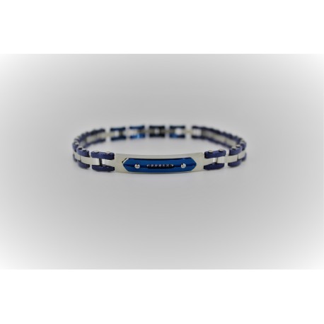 Armband Sakì mann aus stahl, farbe silber und blau elektrisch