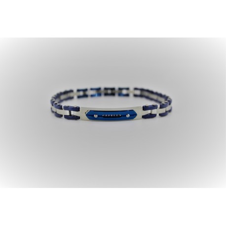 Bracelet Sakì de l'homme, en acier, argent et bleu électrique