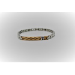 Bracelet man Sakì in steel, silver and gold with still side