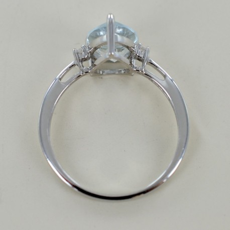 Aquamarin Tropfen und Diamanten Ring, Kinari großes Modell 00319