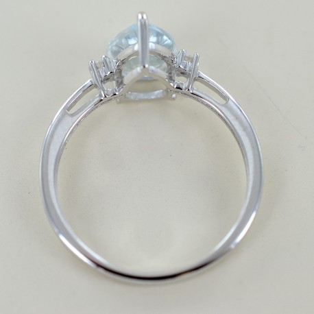 Bague goutte aigue-marine et diamants moyen modèle Kinari 00319
