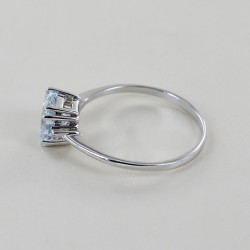 Ring with Princess square aquamarine and diamonds Orsini Gioielli 00331