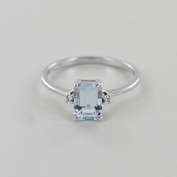 Bague avec aigue-marine rectangulaire et diamants Orsini Gioielli 00332