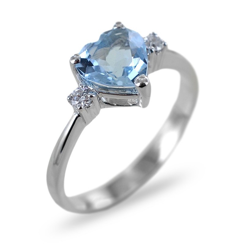 Anello cuore hotsell acquamarina