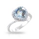 Ring with heart Aquamarine and diamond outline 00338