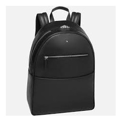 Backpack in black leather and Mont Blanc fabric 116754