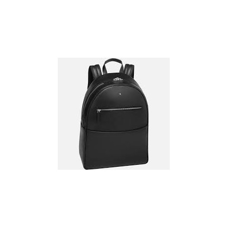 Backpack in black leather and Mont Blanc fabric 116754