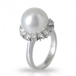 Australian Pearl and Diamond Flower Ring 00343