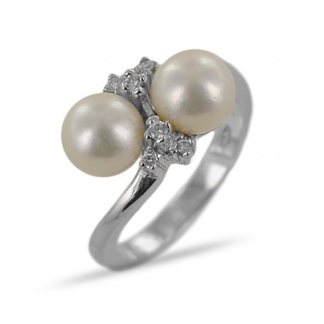 Ring with Freshwater Pearl and diamonds 00352