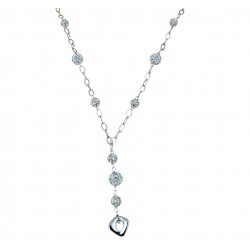 White gold women's necklace with rhomboid pendant C1800B