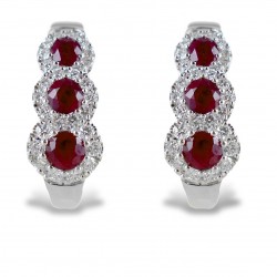 Trilogy earrings of Rubies and diamond contour 00355